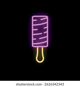 Glowing neon sign of a classic ice cream bar, perfect for any summer or dessert themed design