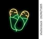 Glowing neon sign depicting two corn cobs on the cob, isolated on a black background, perfect for restaurant advertisement