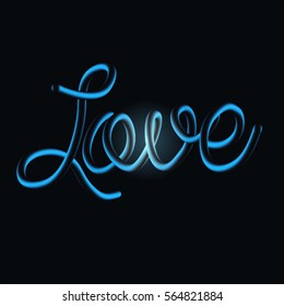 Glowing neon sign - Love, vector illustration.