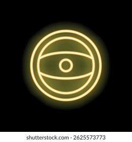 Glowing neon sign representing an eye, symbolizing concepts like vision, security, and awareness