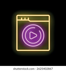 Glowing neon sign representing a web page displaying a video streaming service