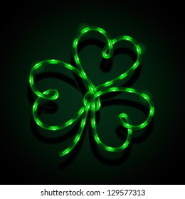 Glowing Neon Sign - Shamrock. Vector Illustration.