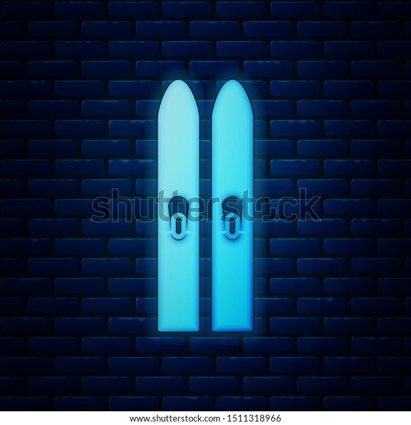 Glowing Neon Ski Sticks Icon Isolated Stock Vector Royalty Free 1511318966