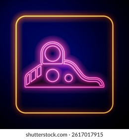 Glowing neon Slide playground icon isolated on black background. Childrens slide.  Vector