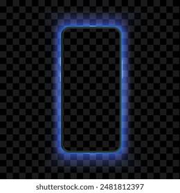Glowing Neon Smartphone Mobile Screen Technology Display Transparent Vector Illustration