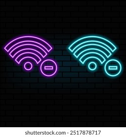 Tela e quadro de smartphone neon brilhante com ícone wifi. Neon luz contorno telefone com ícone wi-fi. Telefone celular Flash com sinal de hotspot. Vetor.