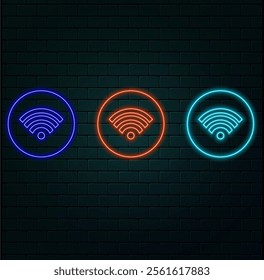 Glowing neon smartphone screen and frame with wifi icon. Neon light outline phone with wi-fi icon. Flash Mobile phone with hotspot sign. Vector..