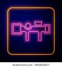 Icono de visión óptica de neón brillante Sniper aislado en el fondo negro. Cruces de alcance de francotirador.  Vector