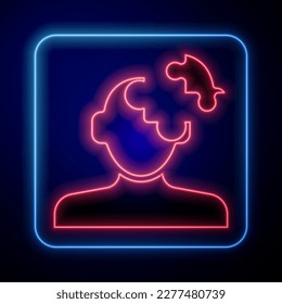 Glowing neon Solution to the problem in psychology icon isolated on black background. Puzzle. Therapy for mental health.  Vector