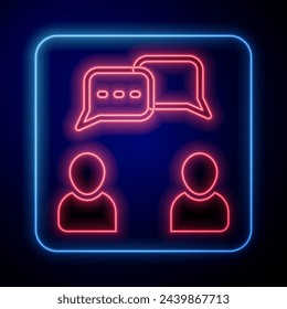 Glowing neon Speech bubble chat icon isolated on black background. Message icon. Communication or comment chat symbol.  Vector