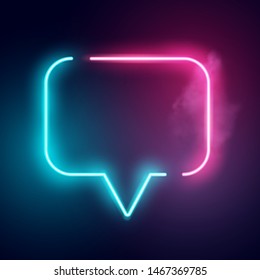 A glowing neon speech bubble sign. Vector illustration