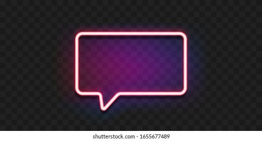 Glowing neon speech bubble sign. Vector illustration