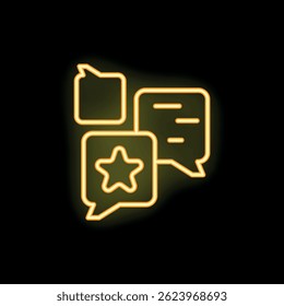 Glowing neon speech bubbles representing online customer feedback and satisfaction surveys