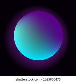 Glowing neon sphere dark background  Retrowave   synthwave style illustration 