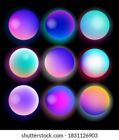 Glowing neon spheres dark background  Synthwave   cyberpunk style aesthetics 