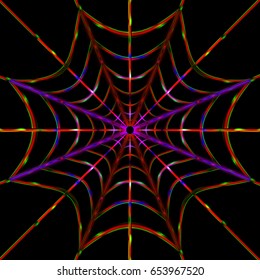 glowing neon spiderweb on a black background. vector illustration