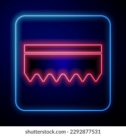 Icono de Esponja de neón brillante aislado en fondo azul. Wisp of bast para lavar platos. Logo del servicio de limpieza.  Vector