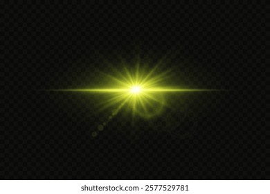 Glowing neon star, flash of light, ray of light, star explosion.
