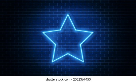 Glowing neon Star. Star neon icon.
Vector illustration.