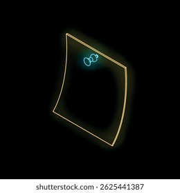 Glowing neon sticky note with push pin creating a modern and futuristic feel, ideal for technology or office related concepts
