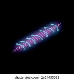 Ponto neon brilhante iluminando o escuro, simbolizando recuperação e procedimentos médicos