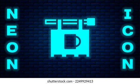Glowing neon Street signboard with inscription Bar icon isolated on brick wall background. Suitable for advertisements bar, cafe, restaurant.  Vector