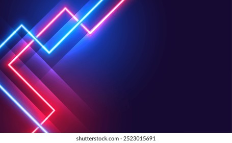 glowing neon style abstract laser line background with text space vector
