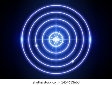 Glowing neon target icon isolated on dark background. The concept of success. Vector illustration for your stylish design.