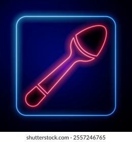 Glowing neon Teaspoon icon isolated on black background. Cooking utensil. Cutlery sign.  Vector