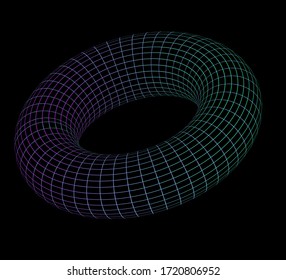 Émbolo de neón brillante hecho de alambre. Concepto de homeomorfismo y homotopías en Topología.