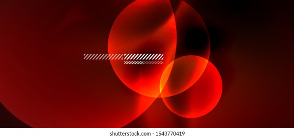 Fondo de burbujas transparentes de neón brillante. Tecno círculos modernos en el espacio oscuro.