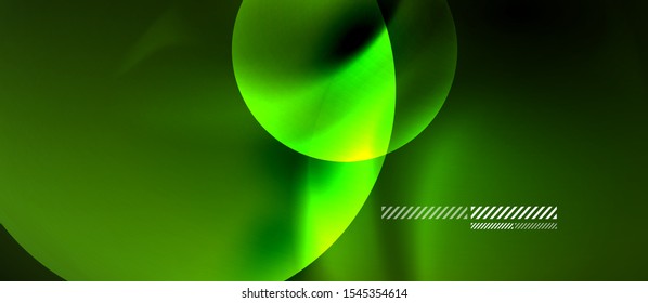 Glowing neon transparent bubbles background. Techno modern circles in dark space.