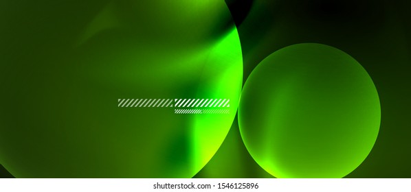 Fondo de burbujas transparentes de neón brillante. Tecno círculos modernos en el espacio oscuro.