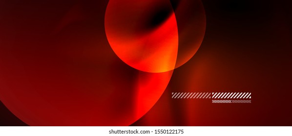 Glowing neon transparent bubbles background. Techno modern circles in dark space.