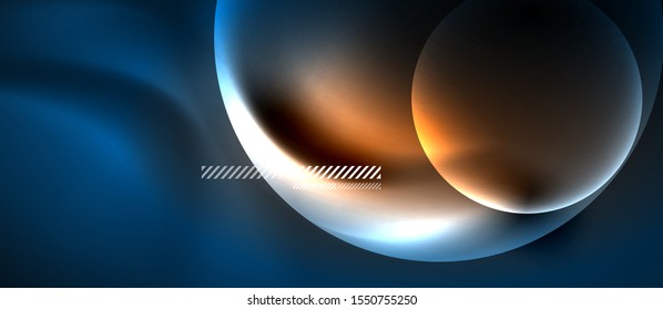 Glühende Neon-Transparente Blasen-Hintergrund. Techno moderne Kreise im dunklen Raum.