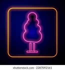 Glowing neon Tree icon isolated on black background. Forest symbol.  Vector