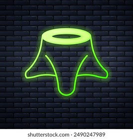 Icono de tocón de árbol de neón brillante aislado en el fondo de la pared de ladrillo.  Vector