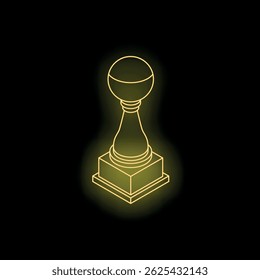Glowing neon trophy celebrating success on black background