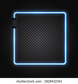 Glowing Neon Tubes Frame on Dark Transparent Background. Vector Illustration EPS10