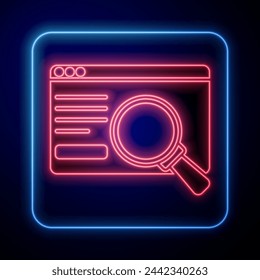Icono de diseño de UI o UX de neón brillante aislado sobre fondo azul.  Vector
