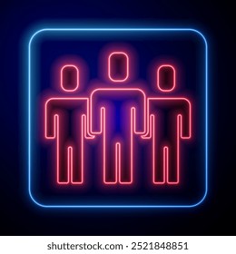 Glowing neon Users group icon isolated on blue background. Group of people icon. Business avatar symbol - users profile icon.  Vector