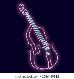Glowing neon vector contrabass for your design