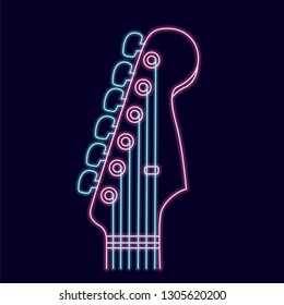 Glowing neon vector guitar headstock for your design