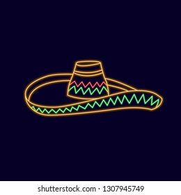 Glowing neon vector sombrero for your design