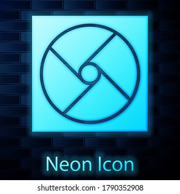 Glowing neon Ventilation icon isolated on brick wall background.  Vector Illustration