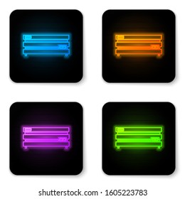 Glowing neon Video game console icon isolated on white background. Black square button. Vector Illustration