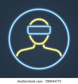 Glowing neon virtual reality sign. Vector illustration.