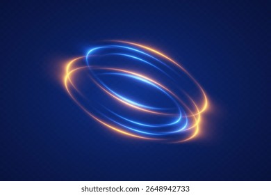 Anéis de vórtice de néon brilhantes e efeito de energia, portal mágico ou movimento de ficção científica.