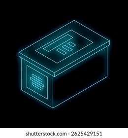 Glowing neon voting booth with ballot paper casting vote for political election