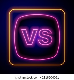 Glowing neon VS Versus battle icon isolated on black background. Competition vs match game, martial battle vs sport.  Vector